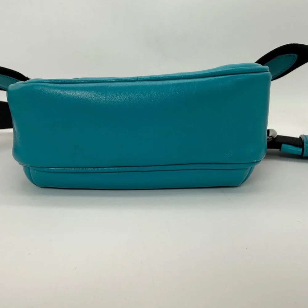 Coach Crossbody Bag Mens Small Turquoise Leather Turnlock Camera Messenger Bag